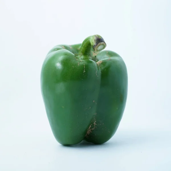Organic Green Bell Pepper Isolated White Background Clipping Path — Stock Photo, Image