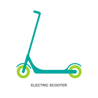 Elektrikli Scooter Simgesi. Şehir yaşam tarzı için eko taşımacılığının vektör illüstrasyonu.