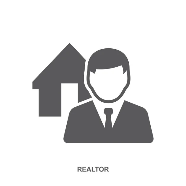Realtor Icon Vector Style Flat Iconic Symbol Gray Color White — Stock Vector