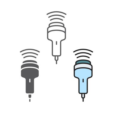 Ultrason vektör çizimi. Biyoteknoloji ikonları koleksiyonundan yaratıcı bir işaret. Bilgisayar ve mobil için düz ultrason simgesi. Sembol, logo vektör grafikleri.