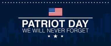 New York City Silhouette ile Vatanseverlik Günü Geçmişi. Vektör İllüstrasyonu