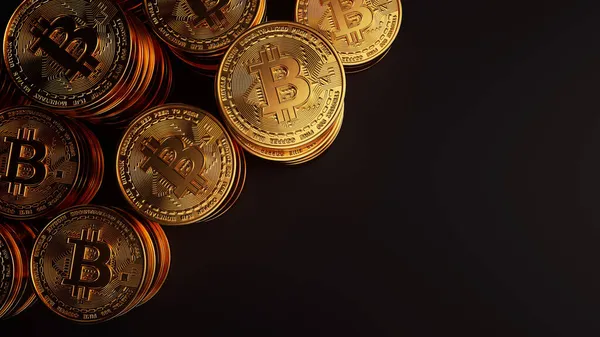 Złota Moneta Bitcoina Waluta Cyfrowa Koncepcja Kryptowaluty Symbol Pieniądza Finansów Obraz Stockowy