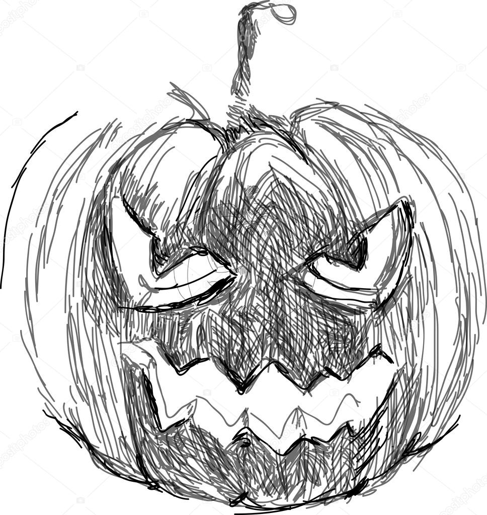 Halloween Kürbis. Hand gezeichneten Vektor — Stockvektor © medvedka