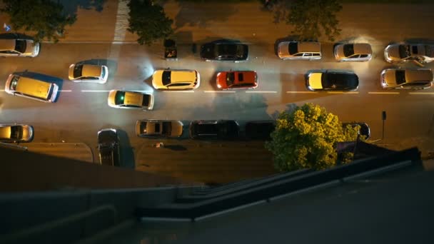 Tráfego Noturno Estrada Cidade Grande Visão Aérea Estrada Com Carros — Vídeo de Stock