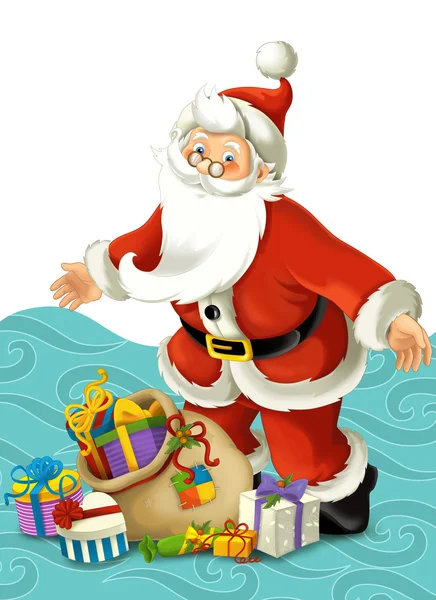 Der Weihnachtsmann mit Geschenken — Stockfoto