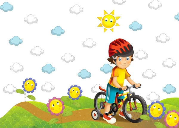 Das Kind auf dem Fahrrad — Stockfoto