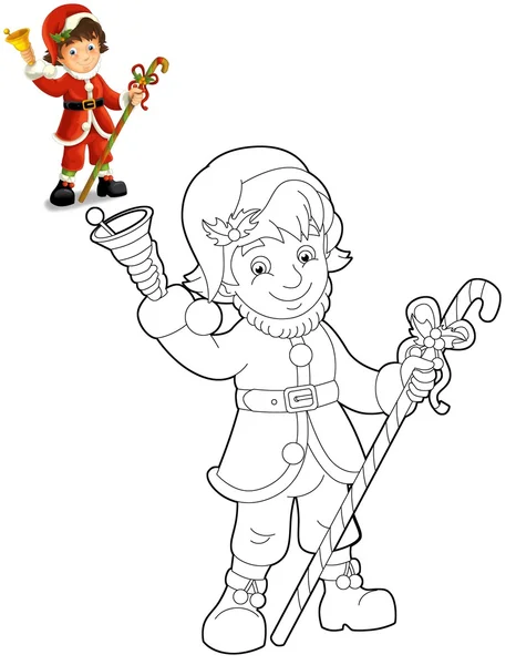 Desenho para colorir - Papai Noel - ilustração — Fotografia de Stock