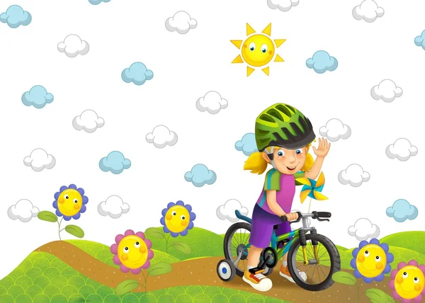 The children on the trip - spring - summer - illustration — Stock Photo, Image