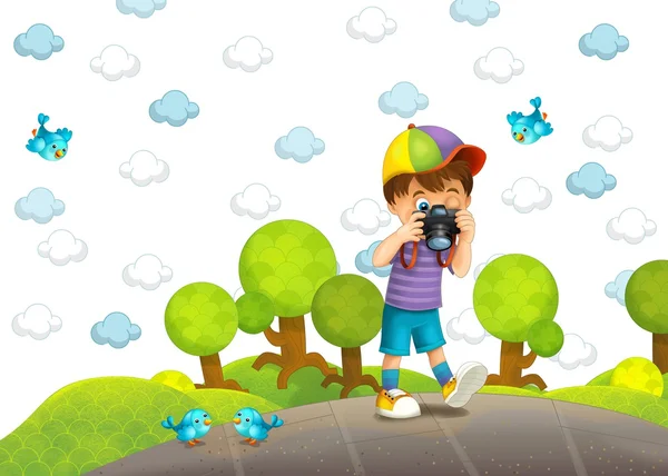 Dziecko w parku - rysunek - ilustracja — Zdjęcie stockowe