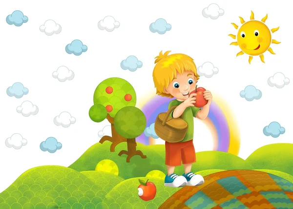 Il bambino nel parco - disegno - illustrazione per i bambini — Foto Stock