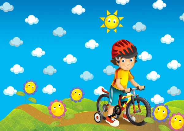 Barnen på resan - våren - sommaren - illustration — Stockfoto