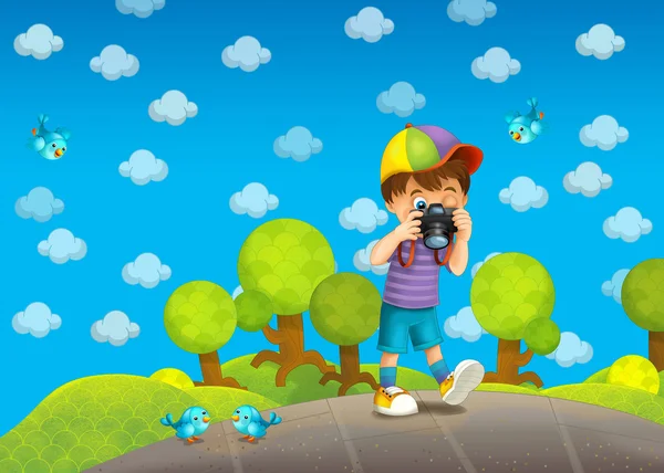공원-그리기-그림에 있는 아이 — 스톡 사진