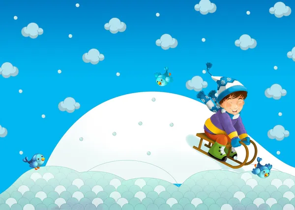 Çocuklar kar - illüstrasyon çocuklar için oyun — Stok fotoğraf