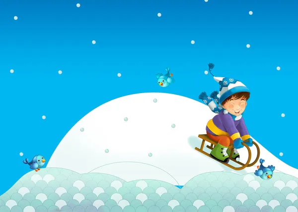 Діти грають на снігу - ілюстрація для дітей — стокове фото