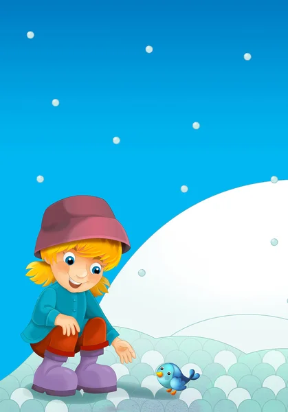 Children at play on the snow — Stock Photo, Image