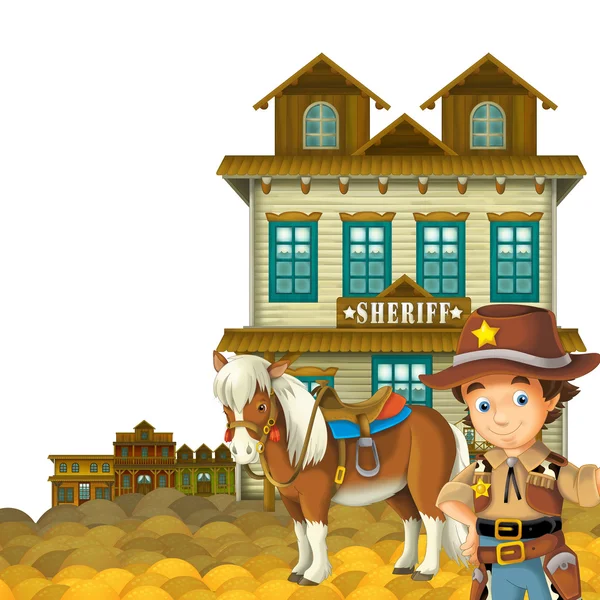 Cowgirl eller cowboy - vilda västern - illustration för barn — Stockfoto