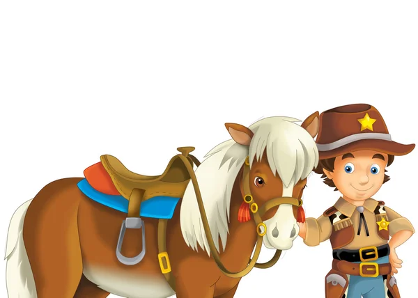 Cowgirl or Cowboy - wild west - illustration for the children — Stock Photo, Image