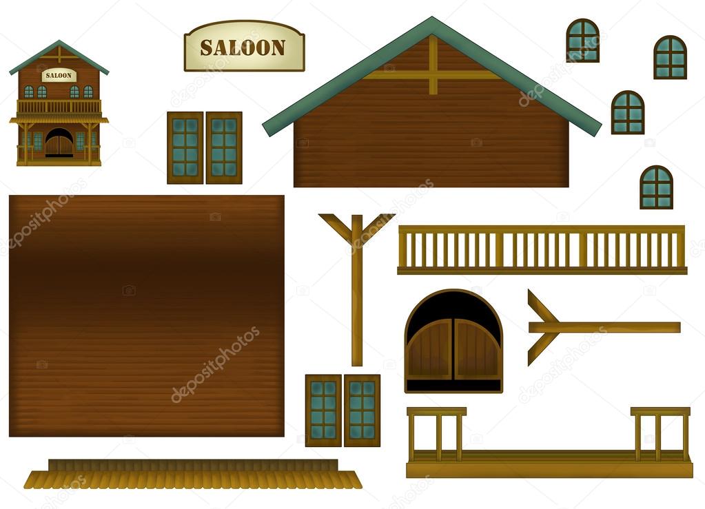 The wild west style elements - illustration for the children