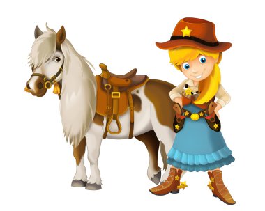 cowgirl veya kovboy - vahşi batı - çizim çocuklar için