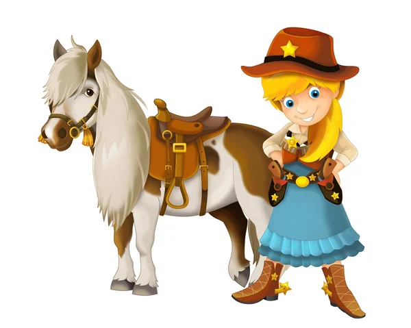 Cowgirl veya kovboy - vahşi batı - çizim çocuklar için — Stok fotoğraf