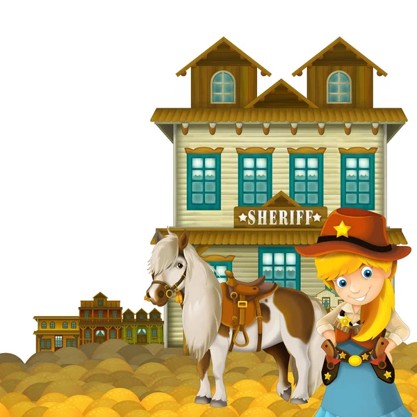 Cowgirl or Cowboy - wild west - illustration for the children — Stock Photo, Image