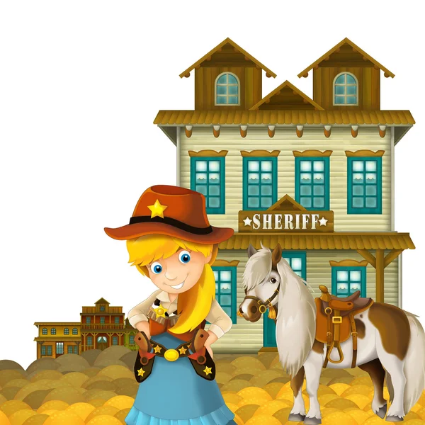 Cowgirl vagy Cowboy - wild west - illusztráció a gyerekeknek — Stock Fotó