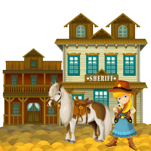Cowgirl ou Cowboy - Oeste selvagem - ilustração para as crianças — Fotografia de Stock