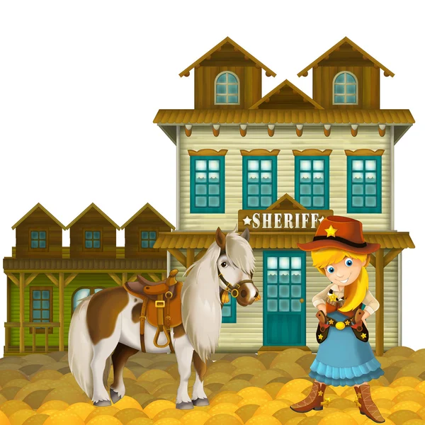 Cowgirl or Cowboy - wild west - illustration for the children — Stock Photo, Image