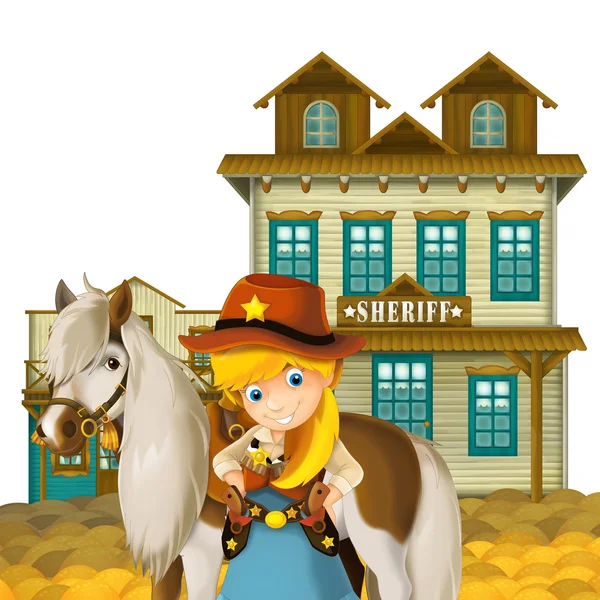 Cowgirl oder Cowboy - Wilder Westen - Illustration für die Kinder — Stockfoto