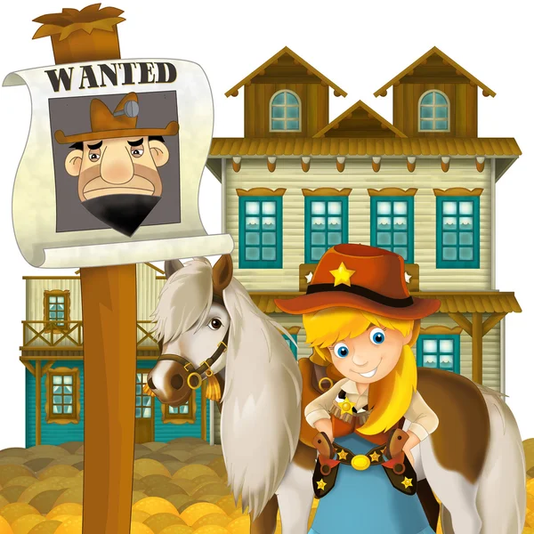 Cowgirl or Cowboy - wild west - illustration for the children — Stock Photo, Image