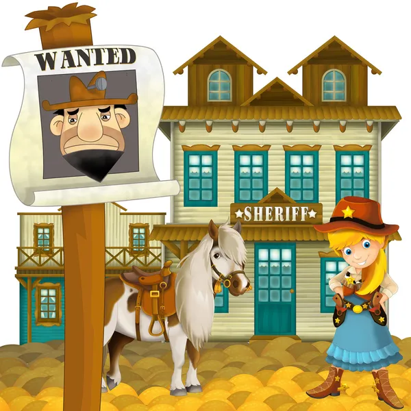 Cowgirl or Cowboy - wild west - illustration for the children — Stock Photo, Image