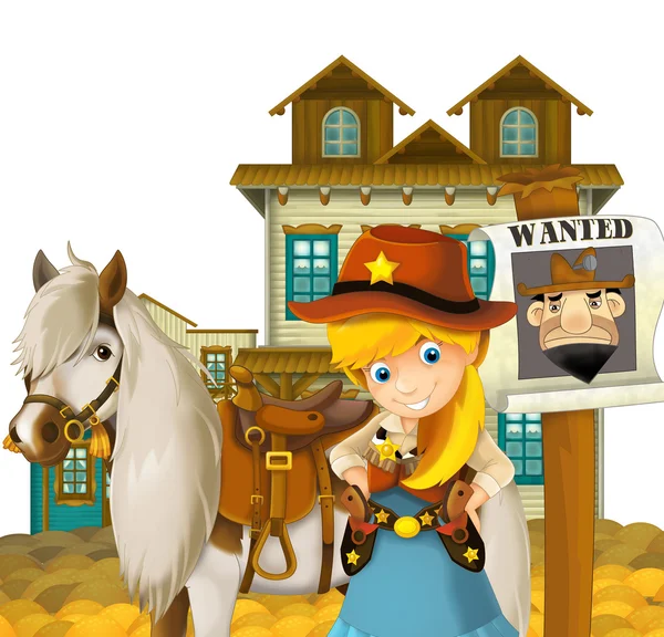 Cowgirl or Cowboy - wild west - illustration for the children — Stock Photo, Image