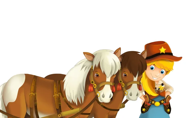 Cowgirl atau Cowboy - wild west - ilustrasi untuk anak-anak — Stok Foto