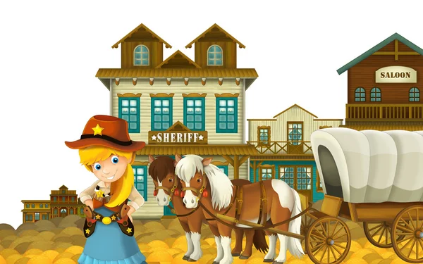 Cowgirl or Cowboy - wild west - illustration for the children — Stock Photo, Image