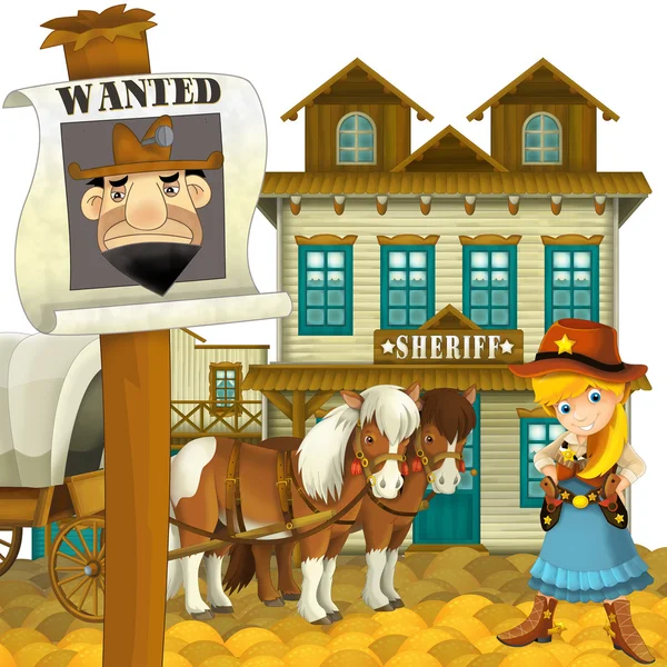 Cowgirl or Cowboy - wild west - illustration for the children — Stock Photo, Image