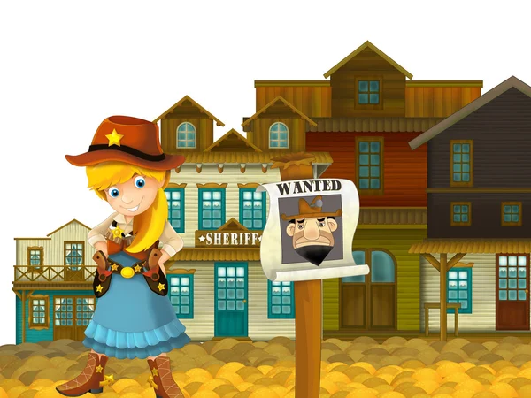 Cowgirl nebo kovboje - divoký západ - ilustrace pro děti — Stock fotografie