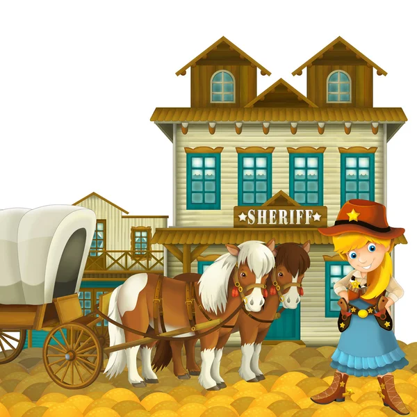 Cowgirl or Cowboy - wild west - illustration for the children — Stock Photo, Image