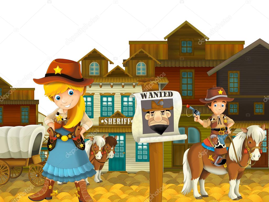 Cowgirl or Cowboy - wild west - illustration for the children