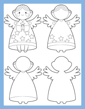 The workbook page with angel - illustration clipart