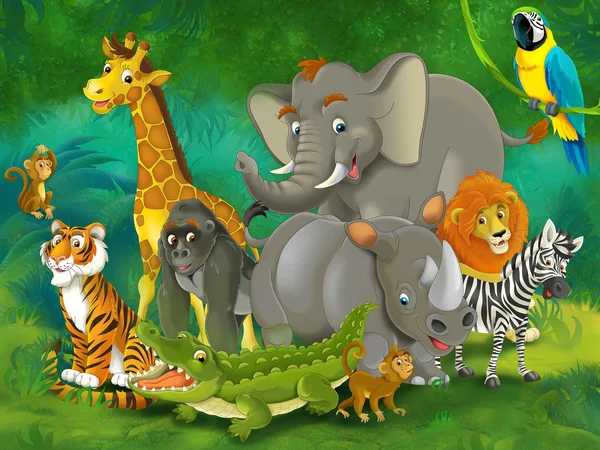 Cartoon safari - illustratie voor de kinderen — Stockfoto