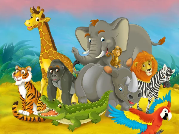 Rajzfilm safari - illusztráció a gyerekeknek — Stock Fotó