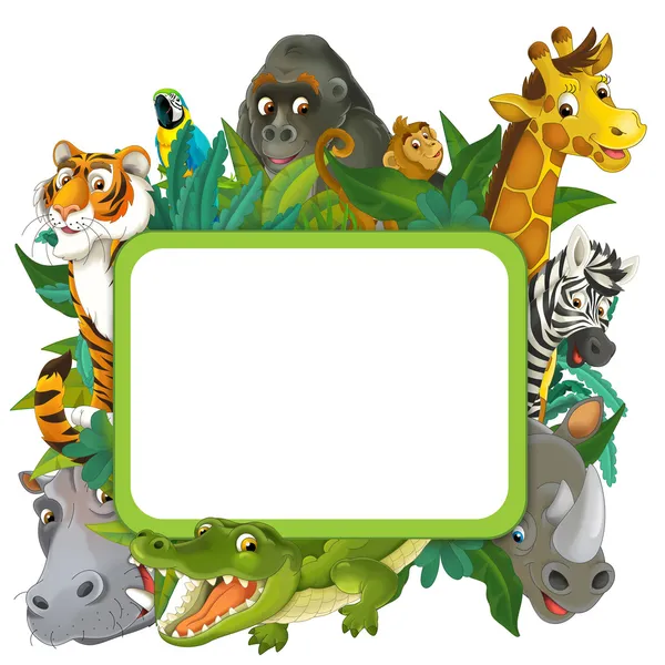 Cartoon safari- Frame - border Stok Gambar Bebas Royalti