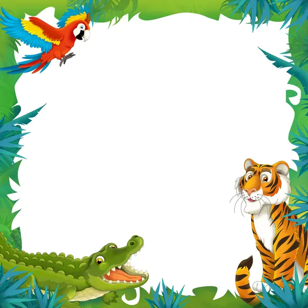 Cartoon safari- Frame - border — Stock Photo, Image