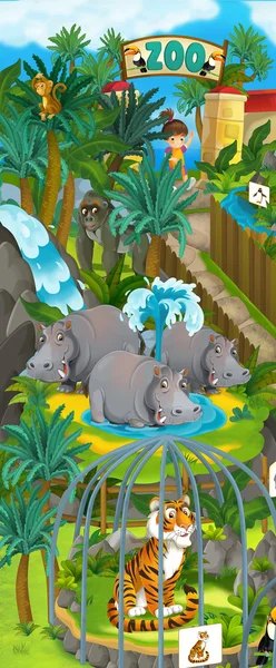 Cartoon zoo - illustration for the children — Stock Photo, Image