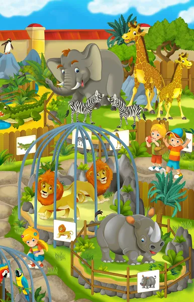 Cartoon zoo - illustration til børnene - Stock-foto