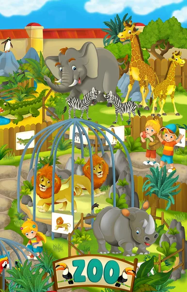 Cartoon zoo - illustration for the children — Stock Photo, Image