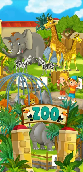 Cartoon zoo - illustration for the children — Stock Photo, Image