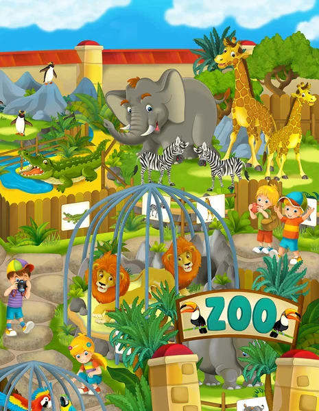 Zoológico de dibujos animados - ilustración para los niños — Foto de Stock