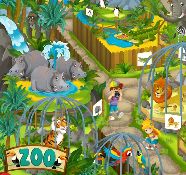 Cartoon zoo - illustratie voor de kinderen — Stockfoto