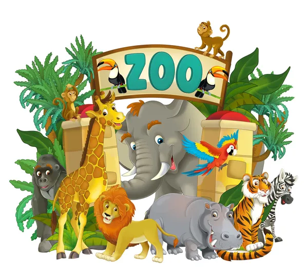 Kebun binatang kartun - ilustrasi untuk anak-anak Stok Lukisan  
